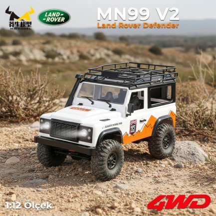 MN Model MN99 V2 1/12 Land Rover Defender D90 4WD RC Model Crawler Offroad Uzaktan Kumandalı Araba Truck RTR Beyaz+Dahili Işık Seti - Thumbnail