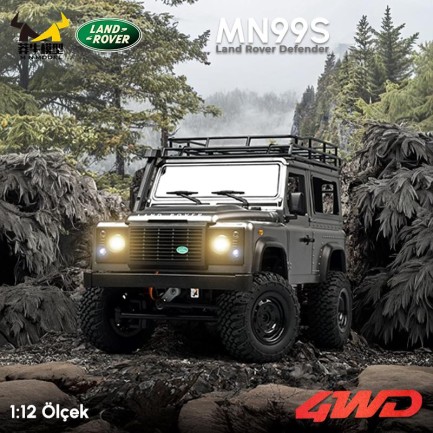 MN Model - MN Model MN99S V2 1/12 Land Rover Defender 4WD RC Model Crawler Offroad Uzaktan Kumandalı Araba Truck RTR Lisanslı Gümüş+Dahili Işık Seti MN-99S V2
