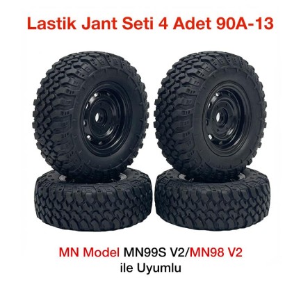 MN Model - MN Model MN99S V2/MN98 V2 için Lastik Jant Seti 4 Adet 90A-13