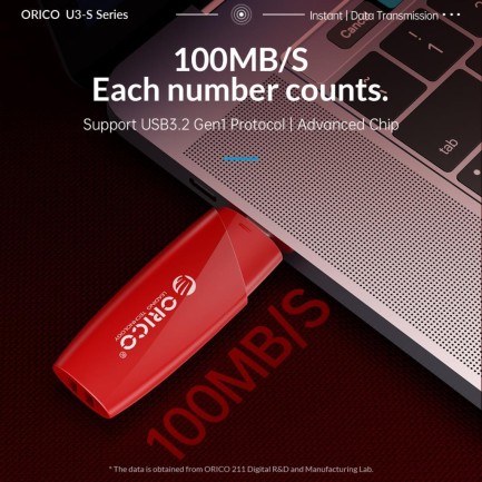 ORCIO-USB3.0 U disk 128GB (USB-A) Siyah - Kırmızı - Thumbnail