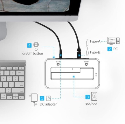 ORICO-1-Bay 2.5”& 3.5” SATA III HDD Docking Station - Thumbnail