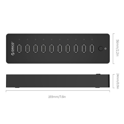 ORICO-10 Ports USB2.0 HUB (USB2.0*10) 100cm USB2.0 A TO B - Thumbnail