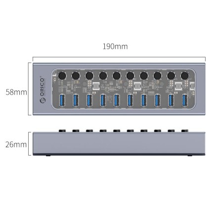 ORICO-10 Ports USB3.0 HUB (USB3.0 Type-A*10) - Thumbnail