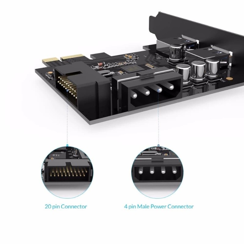 ORICO-2 Ports USB3.0 PCI-E Expansion Card with 1 * 19 Pin Slot