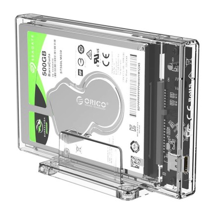 ORICO-2.5 inch Transparent USB3.0 Hard Drive Enclosure with Stand (USB3.1 Type-C) - Thumbnail