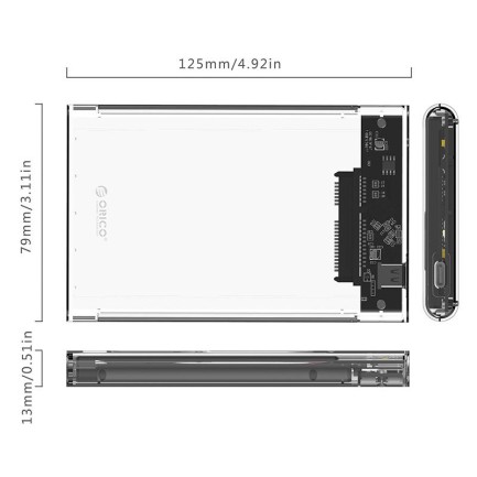 ORICO-2.5'' USB-C SATA 3 hard drive external enclosure - Thumbnail