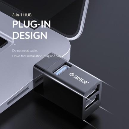 ORICO-3 IN 1 MINI USB HUB (USB3.0*1,USB2.0*2) Beyaz - Thumbnail