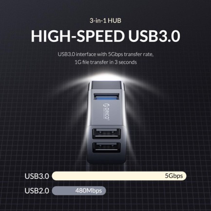 ORICO-3 IN 1 MINI USB HUB (USB3.0*1,USB2.0*2) Beyaz - Thumbnail