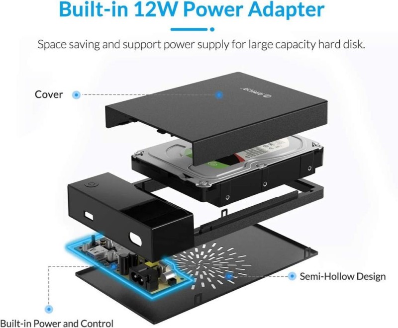 ORICO 3.5-Inch Portable Hard-Drive Enclosure with Built-in Power