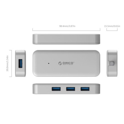 ORICO-4 Ports USB 3.0 Type-C HUB (USB3.0 Type-A*4) - Thumbnail