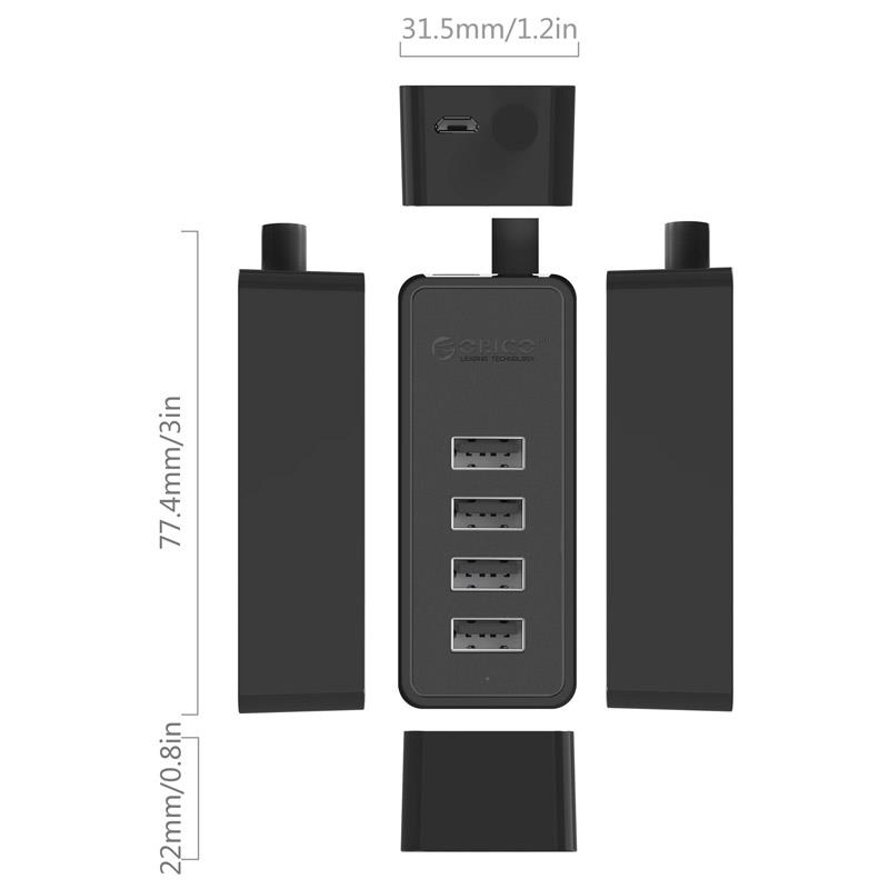 ORICO-4 Ports USB2.0 HUB 30cm (USB2.0 Type-A*4)