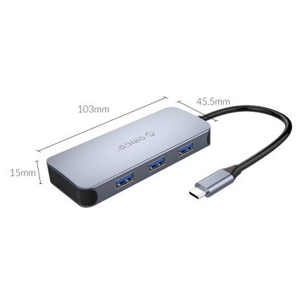 ORICO-6 in 1 Type-C Multifunctional Docking Station (HDMI*1,USB3.0*3,RJ45*1,PD*1) - Thumbnail