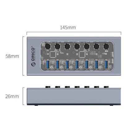 ORICO-7 Ports USB3.0 HUB (USB3.0 Type-A*7) - Thumbnail