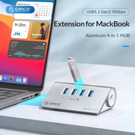 Orico Aluminum Alloy 4-Port USB3.2 Gen 1 Type-A HUB - Thumbnail