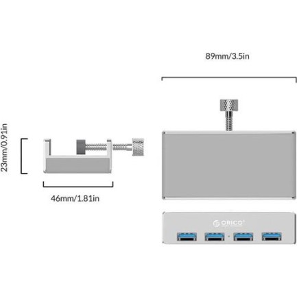 ORICO-Clip-type 4 ports USB 3.0 HUB (USB3.0 Type-A*4) - Thumbnail