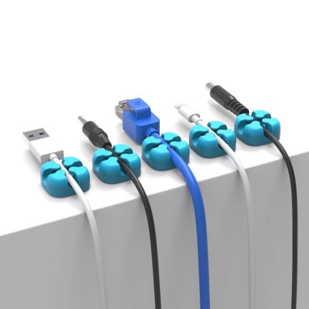 ORICO-Desktop Cross-shaped silicone cable clip Mavi - Thumbnail