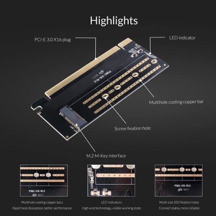 ORICO-M.2 NVMe to PCI-E 3.0 X16 Expansion Card - Thumbnail