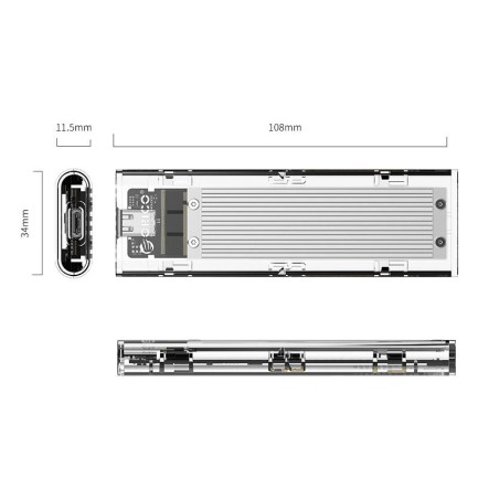 ORICO-NVMe M.2 SSD Enclosure 10Gbps Gümüş - Thumbnail