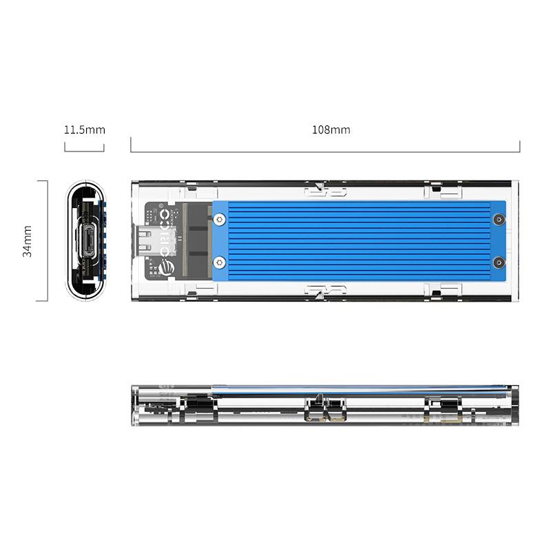 ORICO-NVMe M.2 SSD Enclosure 10Gbps Mavi
