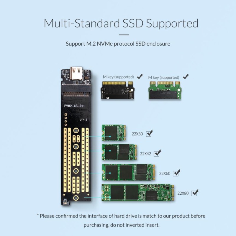 ORICO-NVMe M.2 SSD Enclosure 10Gbps Mavi