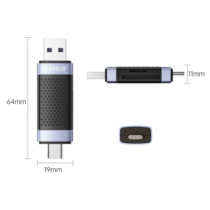 ORICO-TF+SD dual port USB2.0 dual head card reader - Thumbnail