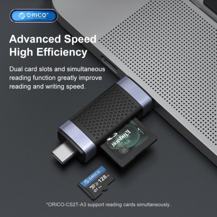 ORICO-TF+SD dual port USB3.0 dual head card reader - Thumbnail