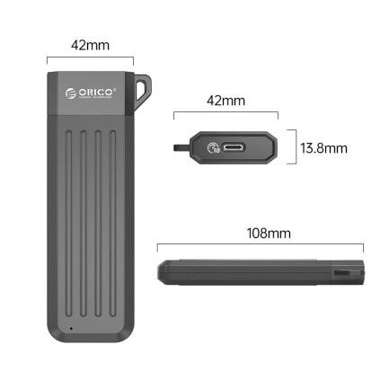 ORICO-USB3.1 Gen2 Type-C 10Gbps M.2 NVMe SSD Enclosure Siyah - Thumbnail