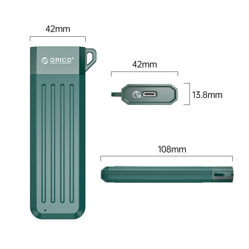 ORICO-USB3.1 Gen2 Type-C 10Gbps M.2 NVMe SSD Enclosure Yeşil