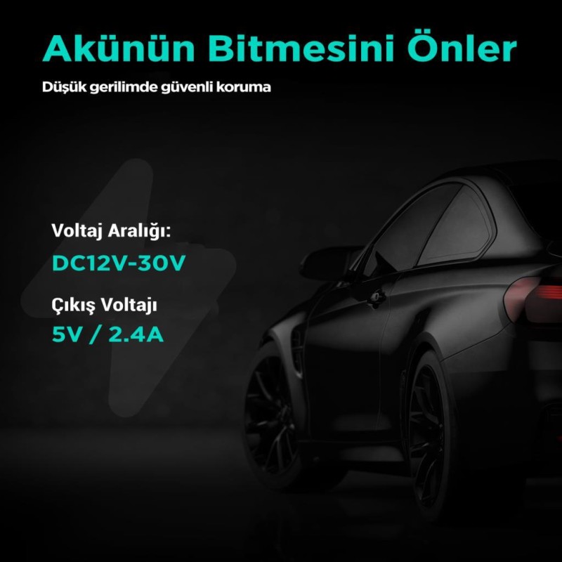 360+ Botslab G300H Pro/HK30 Pro Araç İçi Kamera 24 Saat Park Modu Kiti Akü Bağlantı Kablosu (Micro Usb)