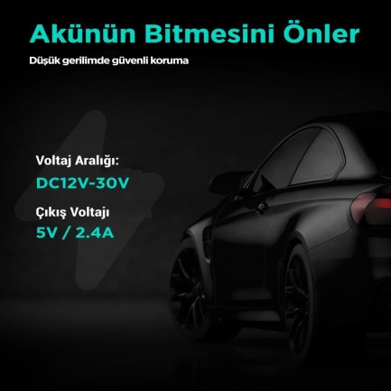 360+ Botslab G300H Pro/HK30 Pro Araç İçi Kamera 24 Saat Park Modu Kiti Akü Bağlantı Kablosu (Micro Usb) - Thumbnail