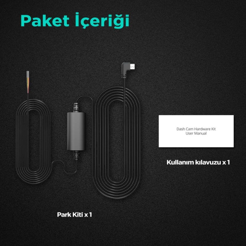 360+ Botslab G300H Pro/HK30 Pro Araç İçi Kamera 24 Saat Park Modu Kiti Akü Bağlantı Kablosu (Micro Usb)