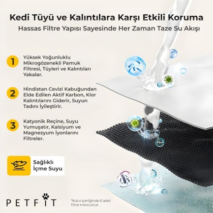 Petfit Aqua Flow 4L Akıllı Otomatik Kedi Köpek Su Pınarı Su Çeşmesi Su Şelalesi İçin Filtre (6 Adet) - Thumbnail