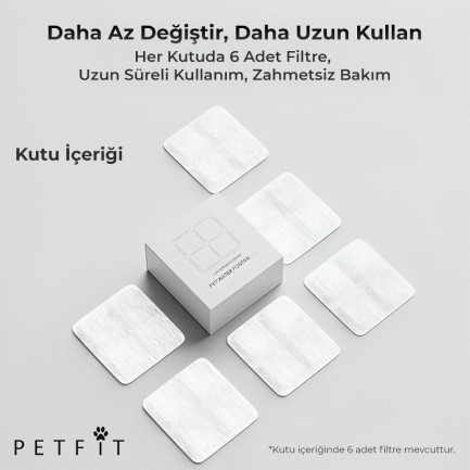 Petfit Aqua Flow 4L Akıllı Otomatik Kedi Köpek Su Pınarı Su Çeşmesi Su Şelalesi İçin Filtre (6 Adet) - Thumbnail