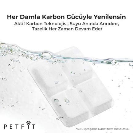 Petfit Aqua Flow 4L Akıllı Otomatik Kedi Köpek Su Pınarı Su Çeşmesi Su Şelalesi İçin Filtre (6 Adet) - Thumbnail