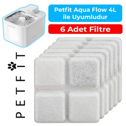 Petfit - Petfit Aqua Flow 4L Akıllı Otomatik Kedi Köpek Su Pınarı Su Çeşmesi Su Şelalesi İçin Filtre (6 Adet)