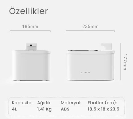 Petfit Aqua Flow 4L Çelik Hazne Wi-Fi Bataryalı Akıllı Otomatik Kedi Köpek Su Pınarı Su Çeşmesi Su Şelalesi (Ultra Sessiz+UV Filtre+Akıllı Sensör) - Thumbnail