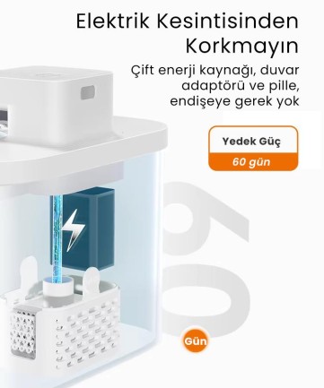 Petfit Aqua Flow 4L Çelik Hazne Wi-Fi Bataryalı Akıllı Otomatik Kedi Köpek Su Pınarı Su Çeşmesi Su Şelalesi (Ultra Sessiz+UV Filtre+Akıllı Sensör) - Thumbnail