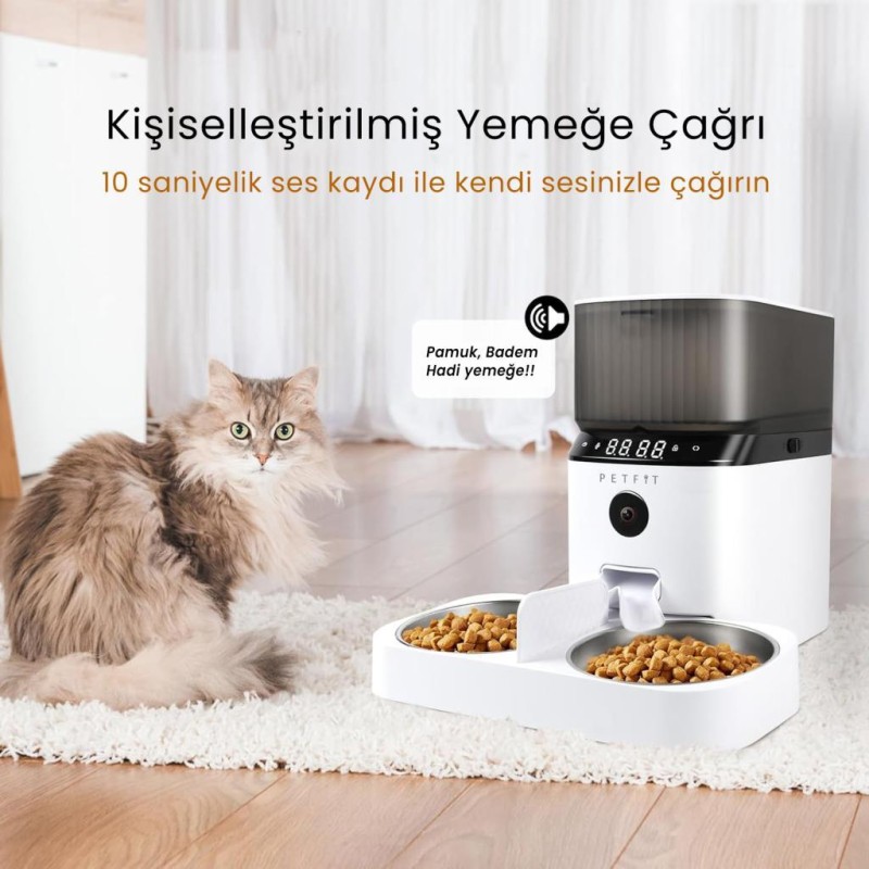 Petfit AutoDine X Plus 5L Wi-Fi Kameralı Çift Kase Akıllı Otomatik Kedi Köpek Mama Kabı Besleme Ünitesi (Sesli Komut+Çelik Kase+APP Kontrol)