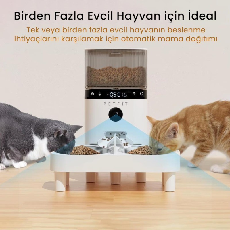 Petfit AutoDine X Plus 5L Wi-Fi Kameralı Çift Kase Akıllı Otomatik Kedi Köpek Mama Kabı Besleme Ünitesi (Sesli Komut+Çelik Kase+APP Kontrol)