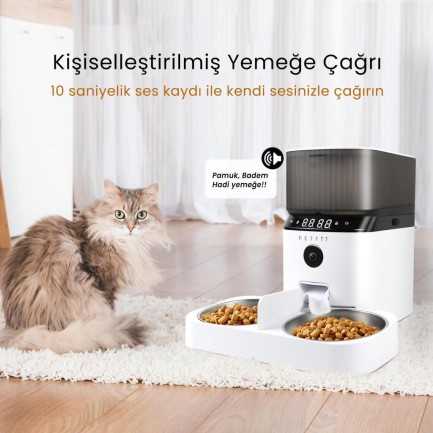 Petfit AutoDine X Plus 5L Wi-Fi Kameralı Çift Kase Akıllı Otomatik Kedi Köpek Mama Kabı Besleme Ünitesi (Sesli Komut+Çelik Kase+APP Kontrol) - Thumbnail