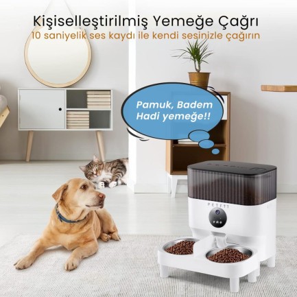 Petfit CatMax Pro Plus 5L Wi-Fi Kameralı Çift Kase Akıllı Otomatik Kedi Köpek Mama Kabı Besleme Ünitesi (Sesli Komut+Çelik Kase+APP Kontrol) - Thumbnail
