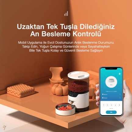 Petfit DU3L-WE 3L Wi-Fi Akıllı Otomatik Kedi Köpek Mama Kabı Besleme Ünitesi (Sesli Komut+Çelik Kase+APP Kontrol) - Thumbnail