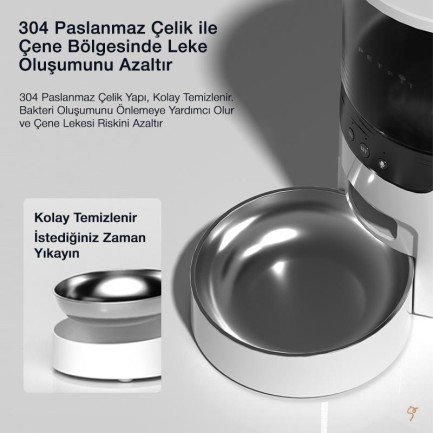 Petfit DU3L-WE 3L Wi-Fi Akıllı Otomatik Kedi Köpek Mama Kabı Besleme Ünitesi (Sesli Komut+Çelik Kase+APP Kontrol) - Thumbnail