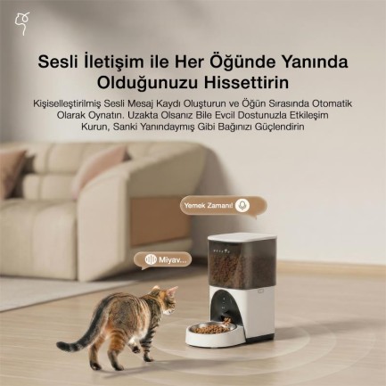 Petfit DU45L-WQ 4.5L Wi-Fi Akıllı Otomatik Kedi Köpek Mama Kabı Besleme Ünitesi (Sesli Komut+Çelik Kase+APP Kontrol) - Thumbnail