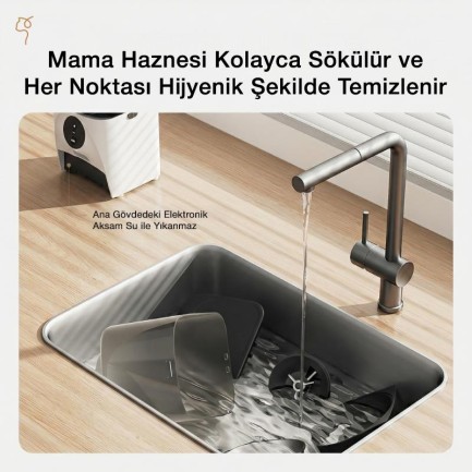 Petfit DU45L-WQ 4.5L Wi-Fi Akıllı Otomatik Kedi Köpek Mama Kabı Besleme Ünitesi (Sesli Komut+Çelik Kase+APP Kontrol) - Thumbnail