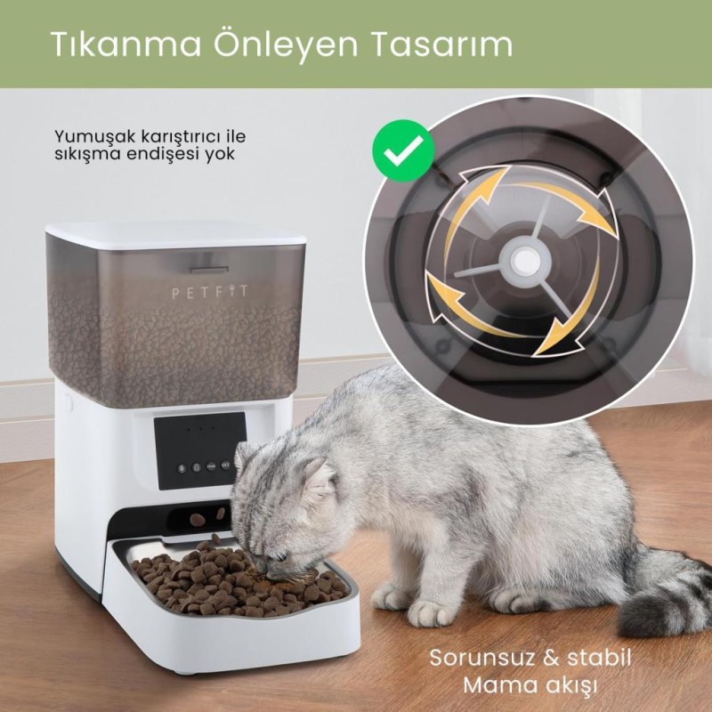 Petfit Elevate X 4L Wi-Fi Akıllı Otomatik Kedi Köpek Mama Kabı Besleme Ünitesi (Sesli Komut+Çelik Kase+APP Kontrol)