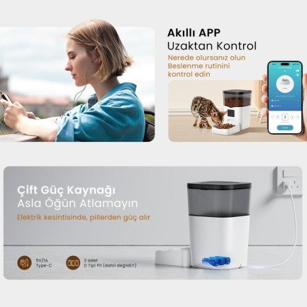 Petfit Elevate X 4L Wi-Fi Akıllı Otomatik Kedi Köpek Mama Kabı Besleme Ünitesi (Sesli Komut+Çelik Kase+APP Kontrol) - Thumbnail