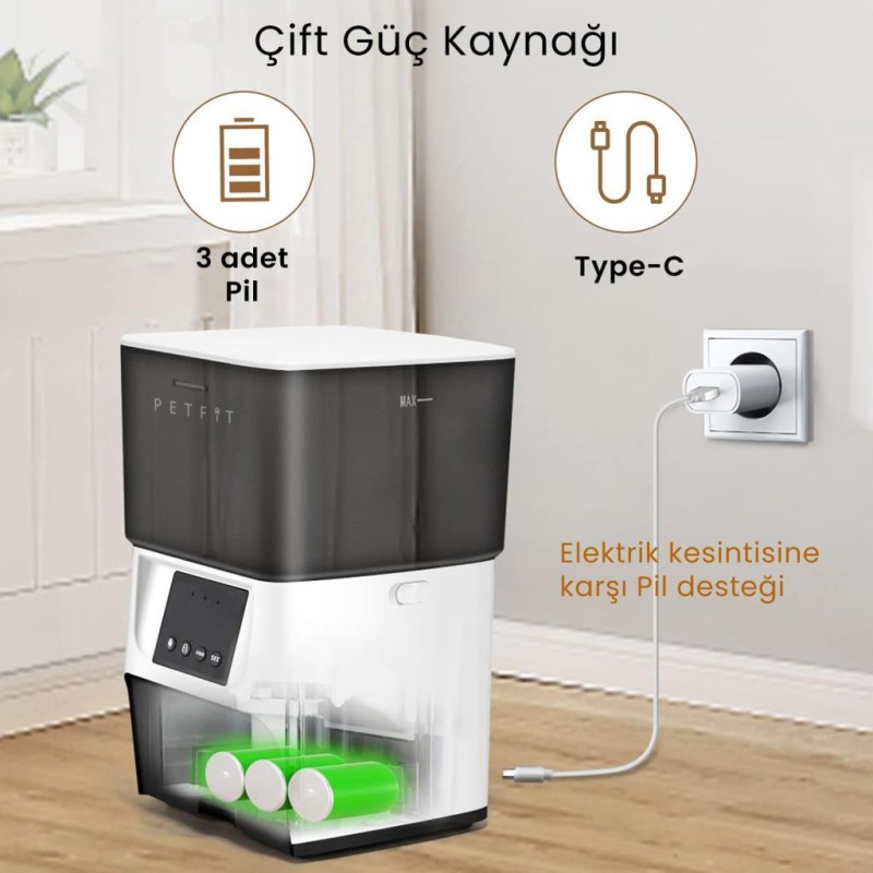 Petfit Elevate X 4L Wi-Fi Akıllı Otomatik Kedi Köpek Mama Kabı Besleme Ünitesi (Sesli Komut+Çelik Kase+APP Kontrol)