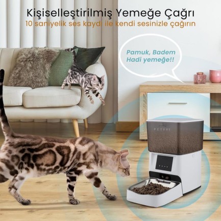 Petfit Elevate X 4L Wi-Fi Akıllı Otomatik Kedi Köpek Mama Kabı Besleme Ünitesi (Sesli Komut+Çelik Kase+APP Kontrol) - Thumbnail