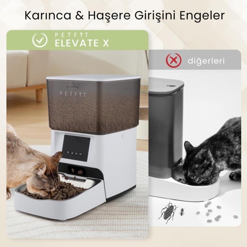 Petfit Elevate X 4L Wi-Fi Akıllı Otomatik Kedi Köpek Mama Kabı Besleme Ünitesi (Sesli Komut+Çelik Kase+APP Kontrol)